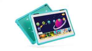 05 Tab4 HD 10inch with Kids Bumper Blue Hero Front facing right Wifi White