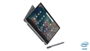 Lenovo IdeaPad Flex 5 Chromebook 13Inch Graphite Grey Right Tablet and Tent Pen