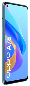 OPPO A76 product images Glowing Blue front45left RGB