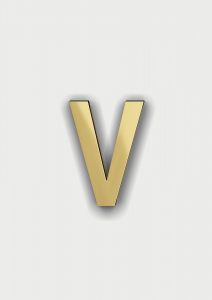 VCLETTERMETVH Ciondolo lettera metallo v oro 01
