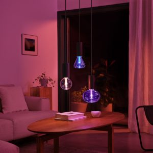 Philips Hue Lightguide bulbs and matching pendant light cords lifestyle