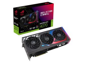 ROG Strix GeForce RTX 4070 OC edition packaging and graphics card