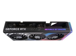ROG Strix GeForce RTX 4070 angled top view showing off the ARGB element