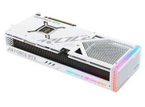 Rear view of the ROG Strix GeForce RTX 4090 white edition graphics card 1