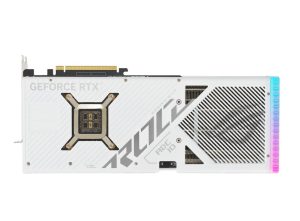 Rear view of the ROG Strix GeForce RTX 4090 white edition graphics card