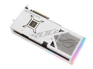 Rear view of the ROG Strix GeForce RTX 4090 white edition graphics card2