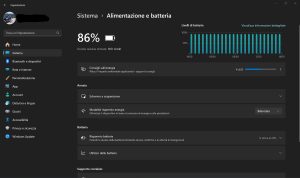 impostazioni alimentazione e batteria batteria 2