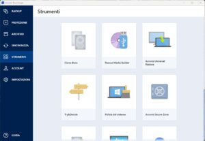 Acronis True Image 17 Strumenti 1