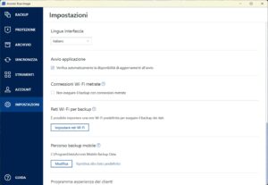 Acronis True Image 19 Impostazioni 1