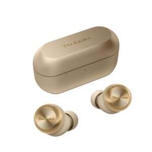 EAH AZ100 Slant Earbuds Out Case Closed N Champagne Gold
