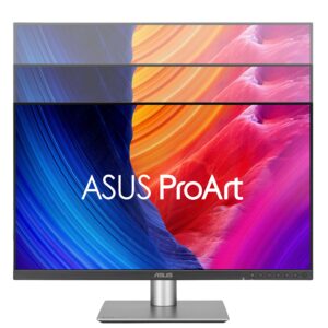 ProArt Display PA32QCV front view showing the height adjustment difference