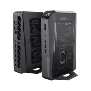 ROG NUC 2025 two ROG NUC front one showing front panel back one showing ROG words with power off