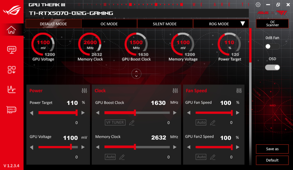 T1 themed GPU Tweak III Interface