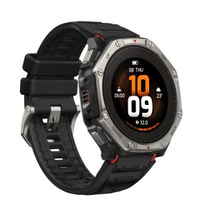 Amazfit presenta il primo orologio sportivo al mondo con display AMOLED dotato di un sistema a doppia alimentazione solare 19 T Rex Dual Solar Global Standard Rendering R45 ° Black Silicone
