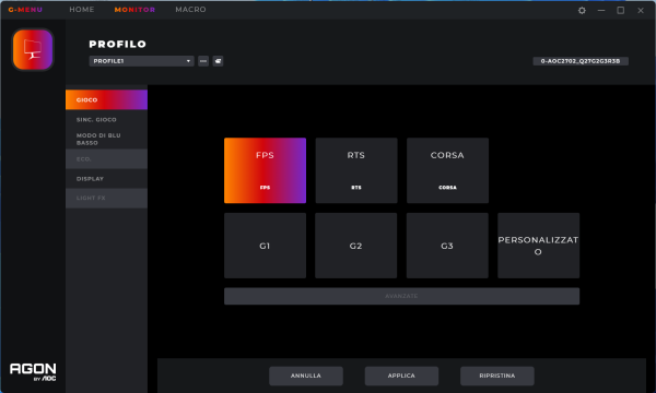 Recensione AOC GAMING Q27G2S/EU 35