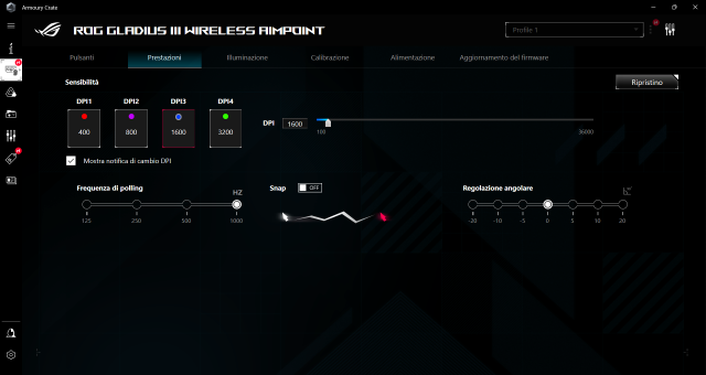 Recensione ROG Gladius III Wireless AimPoint 50