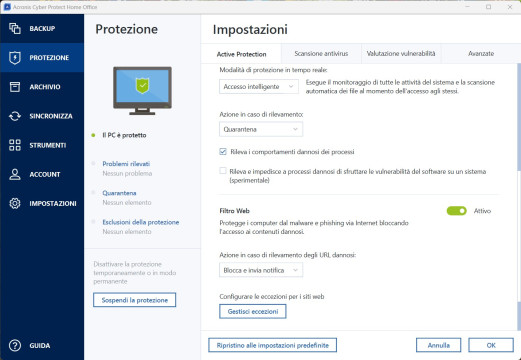 Recensione Acronis Cyber Protect Home Office 30