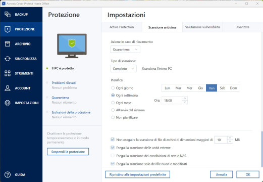 Recensione Acronis Cyber Protect Home Office 31